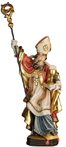 Demi Art - Heiligenfigur HL. Norbert mit Buch, Kelch und Hostie aus Berg-Ahorn Holz geschnitzt und von Hand bemalt, 30 cm