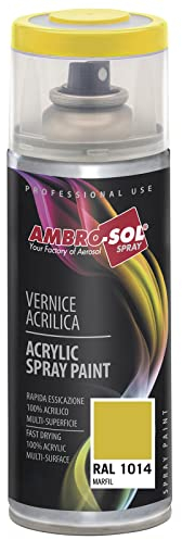 AMBRO-SOL - Pintura acrílica en spray, color Marfil, RAL 1014, resultado profesional en múltiples superficies, exteriores e interiores, 400 ml