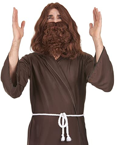 Perücke mit Bart im Jesus-Stil für Herren - Braun