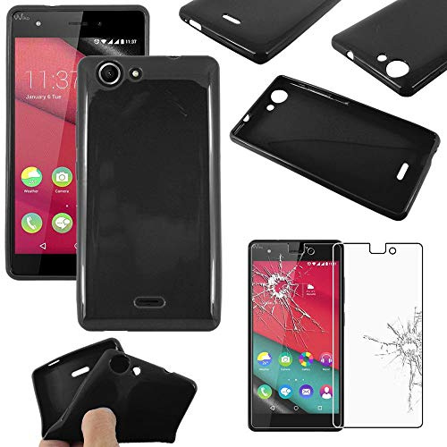 ebestStar - Hülle für Wiko Pulp 4G, Silikon Handyhülle Cover, TPU Schutzhülle, Slim Handy Case, Schwarz + Panzer Schutz Glas