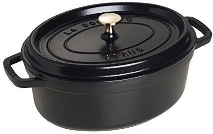 Cazuela/cocotte ovalada de hierro fundido STAUB, 2,35 L de diámetro, 3,2 L, negra, 23 cm