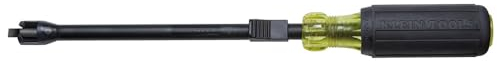 Klein Tools 32215 Destornillador ranurado de sujeción de tornillo, 17.8 cm de longitud con mango de agarre acolchado, negro, 1/4 pulgadas