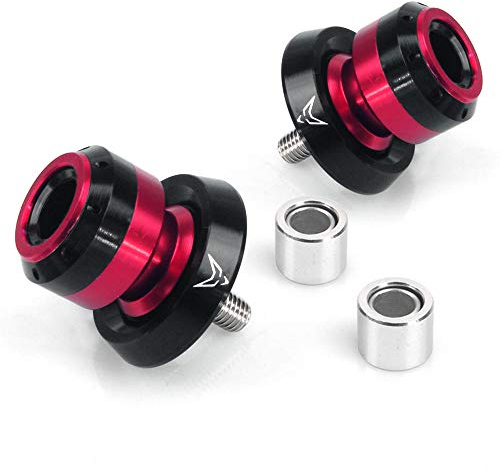 RACEFOXX Ständeraufnahmen mit Schleifschutz, Aufnahmen, Montageständer, Motorradständer, Bobbins, gefräst, M6, rot eloxiert, 1 Paar, für Aprilia, Triumph, Yamaha