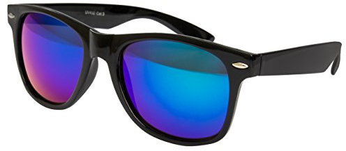 Ciffre Sonnenbrille Nerdbrille Nerd Retro Look Brille Pilotenbrille Vintage Look - ca. 80 verschiedene Modelle Schwarz Blau Lila Verspiegelt