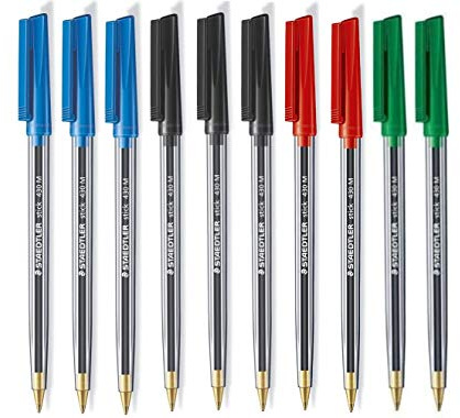 STAEDTLER Stick 430M Ballpoint Pen Medium Mixed Colours x 10
