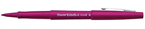Papermate Flair - Penna con punta in fibra, pennino medio, rosa, punta in fibra, 1 mm, rosa, rotonda).