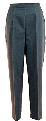 HS Ladies Womens Lawn Bowls Bowlswear Bowling Trousers, Grey, UK Size 16 Leg Length 29, Half Elasticated Waist, 2 Side Pockets