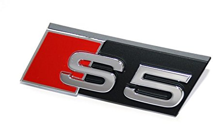 Audi Schriftzug S5 Original A5 Tuning Emblem Kühlergrill Zeichen Chrom Rot