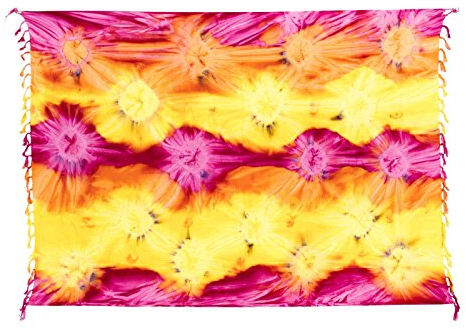 Ciffre Sarong Pareo Wickelrock Dhoti Loop Tuch Strandtuch Handtuch Batik Gelb Orange Pink