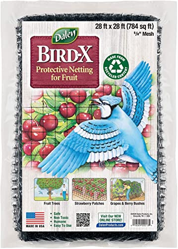 Dalen Bird-X Protective Mesh Netting for Fruit Trees, Berries, Vegetables - 28 ft x 28 ft, Black Garden Netting, 5/8-inch Mesh - Helps Deter Birds & Garden Pests, Made of Weather-Resistant Plastic