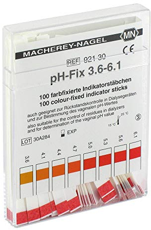 MACHEREY-NAGEL ph Fix 3,6-6,1 farbfixierte Indikatorstäbchen, 100 St. Stäbchen