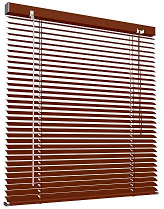 Victoria M. Aluminium Jalousie 90 x 130 cm, holzdunkel, Jalousie ohne Bohren, inkl. Klemmclips