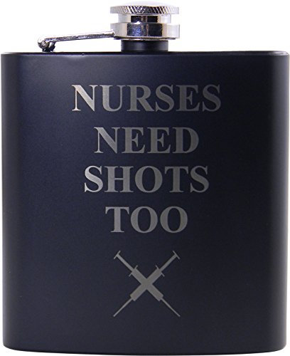 Infermieri Need Shots Too - Borraccia da 170 ml, ottimo regalo per CNA, RN, LPN infermiera, studente infermieristico o laureato in infermiera, colore: nero