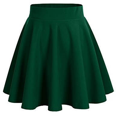 DRESSTELLS Rock Damen Kurz Skater Rock A-Linie Hohe Taille Dunkelgrün Minirock Silvesteroutfit Anime Faltenrock Karneval Tennis Rock Dark Green L