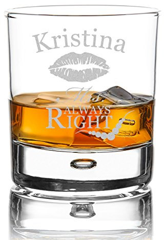 Whiskyglas Personalisiert mit Gravur 330 ml - Geschenk-Idee für Frauen - Tumbler Whiskeyglas - Individuelles Geschenkidee zum Geburtstag Motiv - Mrs. Always Right
