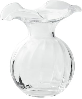 Hibiscus Glass Clear Small Fluted Vase