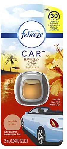 Febreze Car Air Fresheners, Hawaiian Aloha, Odor Eliminator for Strong Odors Car Vent Clips, 0.06 Fl. Oz.
