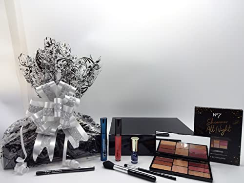 No7 Beauty Bundle Gift Hamper For Her, Face & Eye Shadow Palette, Eye Liner, Lip Glaze, Mascara, Nail Colour, Gift Box Hamper For Her