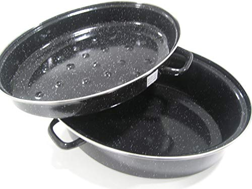 Beka 14720384 Kitchen Roc Daubière en acier émaillé noir moucheté 38 cm