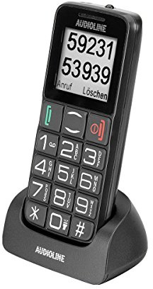 Audioline M4600 (902827) Rot bedienendes Notrufhandy mit großen beleuchteten Tasten (4,6 cm (1,8 Zoll), micro-USB)