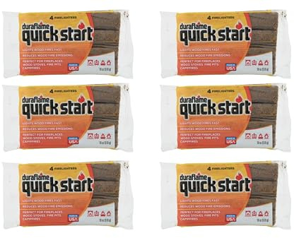 Duraflame Quick Start Firelighters – Easy, Fast-Starting Fire Starters Made with Wax & Recycled Biomass Fibers for Fireplaces, Fire Pits, Wood Stoves & Campfires (6 Pack)