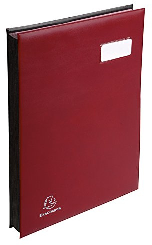Exacompta 654779E Unterschriftenmappe (Schaumstoffdeckel, Innen aus verstärktem 360 g Karton, dehnbarer Faltenrücken, 24 Fächer) 1 Stück bordeaux