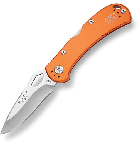 Buck Einhandmesser Spitfire, orange, Stahl 420HC, Back-Lock, Aluminium-Griffschalen, Edelstahl-Clip