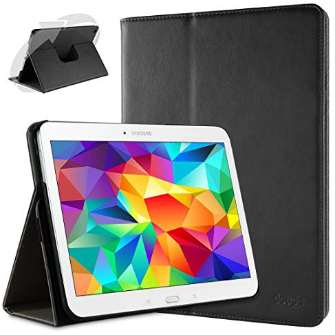 doupi Deluxe Custodia per Samsung Galaxy Tab 4 (10,1 Pollici), 360 Gradi Rotable Protezione con Smart Funzione Sleep/Wake Up Etui Stare in Piedi Protettiva, Nero