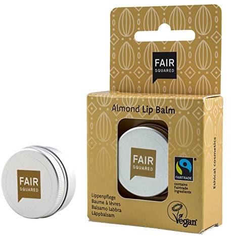 FAIR SQUARED Lippenbalsam Lippenpflege 12 Gramm Döschen - Fairtrade - Vegane Zertifizierte Naturkosmetik - Almond Mandel