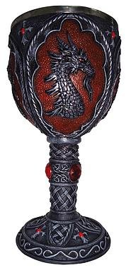 Kelch Drachen Gothic rot mit Steinen