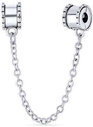 Bling Jewelry Beaded Edge Handschelle Double Safety Chain Spacer Stopper Daisy Blume Charm Bead Für Frauen .925 Sterlingsilber Fits European Armband