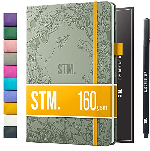 Notizbuch A5 Dotted Bullet Journal Buch und Stift - Gepunktet - Scribbles That Matter Notebook A5 - Auslaufsicheres 160g dickes papier, 150 Seiten, Hardcover Bujo, Hardcover Dot Grid note book
