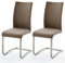 Robas Lund Esszimmerstuhl Leder cappuccino 2er Set, belastbar bis 130 kg, Schwingstuhl mit Rindsleder, Gestell Edelstahl, Komfortsitzhöhe