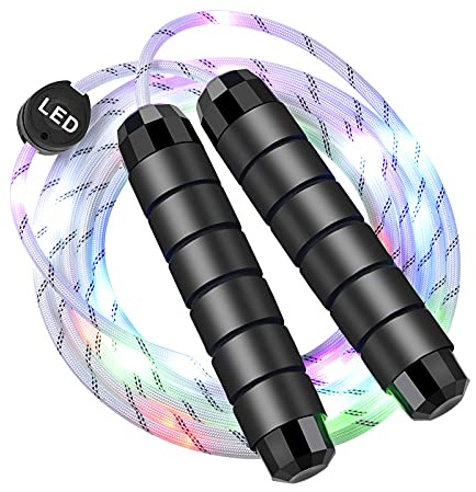 Glovion LED Light Up Jump Rope For Light Show, Rechargeable Multicolor Jumping Rope Length Adjustable