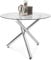 Homely – Mesa de Comedor Redonda Brisa, sobremesa de Cristal Templado Transparente de 110 cm diámetro, Patas de Metal Pulido Acabado Brillo, 110x110x75,5 cm