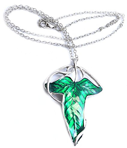 Collier avec broche Feuille elfique du hobbit Frodo dans Le Seigneur des anneaux avec coffret cadeau