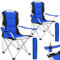 TecTake Chaise de Camping Fauteuil Pliable avec Porte-Boisson et Sac de Transport - Rembourrage en Mousse -diverses Couleurs et Tailles au Choix- (Bleu (2 pièces)) Ø Cadre: Environ 19 mm