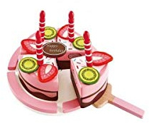 Hape E3140 Double Flavoured Birthday Cake - Wooden Food and Kitchen Accessories