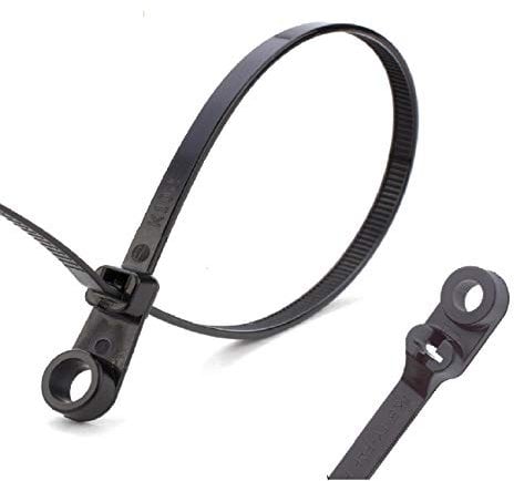 100 x Black Screw Mount Cable Ties 110mm x 2.5mm Car Chassis Body Zip Tie Fixing