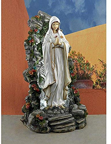 Design Toscano Statue Gesegnete Jungfrau Maria, beleuchtet, Beige