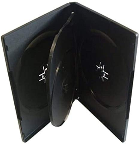 Natureinks 10 x 4 Way Quad CD DVD Blu ray Storage Case Cases Flip Tray clear outer cover 14mm spine (10 cases)