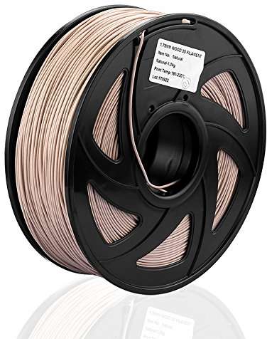 SIENOC Holz Filament 1,75 mm 1KG Rolle für 3D Drucker (Holz Naturfarbe)