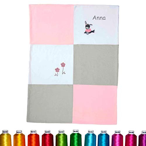 Sterntaler Emmi Girl Schmusedecke mit Namen personalisiert Bestickt, Mädchen Kuscheldecke, 100x75