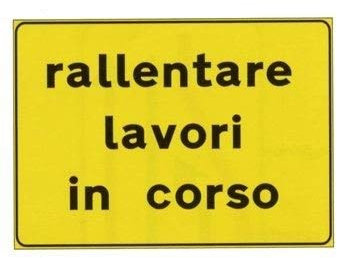 Segnale temporaneo da cantiere 90x60 rallentare lavori in corso