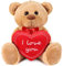 BRUBAKER Teddy Plüschbär mit Herz Rot - I Love You - 35 cm - Teddybär Plüschteddy Kuscheltier Schmusetier - Braun Hellbraun