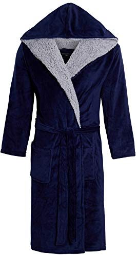 MICHAEL PAUL Men's Luxury Soft Fleece Hooded Dressing Gown