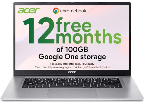 Acer Chromebook 315 CB315-8H Laptop - MediaTek Kompanio 540, 4GB, 64GB eMMC, Integrated Graphics, 15.6 Full HD Display, Google Chrome OS, Silver