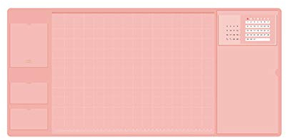 Retro Multifunktion Schreibtischunterlage wasserdicht PU Computertischmatte Mauspad mit Kalender, für Büro & Zuhause I Kalendarium 2021 2022 - Maße 32,8 x 70 (Rosa)
