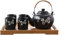 fanquare Service à Thé Japonais Kungfu avec Infuseur, Service à Thé à Motif de Fleurs de Cerisier Blanches, Théière en Porcelaine Faite à la Main avec Plateau à Thé en Bambou pour 4