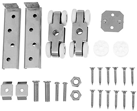 iplusmile Stainless Steel Pulley Sliding Door Track Runner Door Track Roller 4 Wheel Hanging Wheel Easy Install